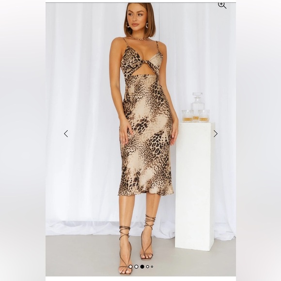 hello Molly RUNAWAY JANGELA MIDI DRESS LEOPARD Size L - Picture 2 of 9